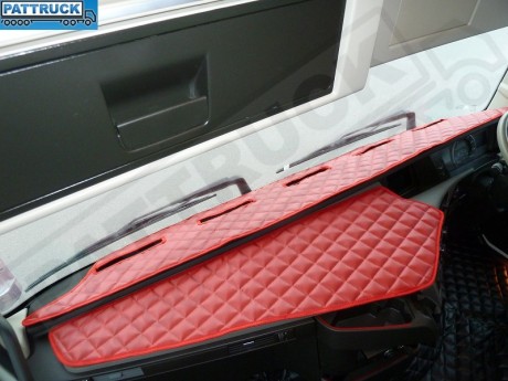 VOLVO FH4 2013-2016-TRUCK ECO LEATHER DASH MAT-RED