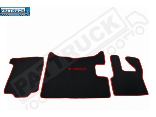 DAF XF 105   2007-2011 VELOUR FLOOR MATS SET-BLACK  WITH RED TRIM