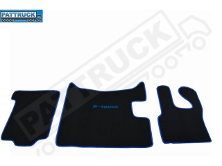 DAF XF 105   2007-2011 VELOUR FLOOR MATS SET-BLACK  WITH BLUE TRIM