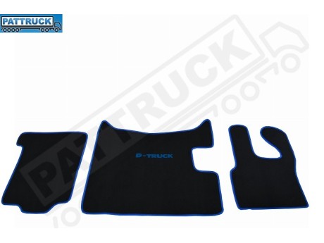 DAF XF 105   2007-2011 VELOUR FLOOR MATS SET-BLACK  WITH BLUE TRIM