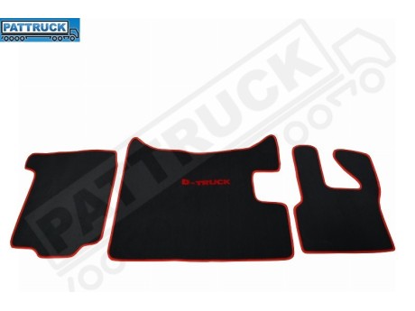DAF XF 105   2012-2013 VELOUR FLOOR MATS SET-BLACK  WITH RED TRIM