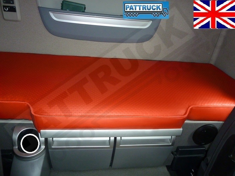 thumbnail image 2 of Universal Black Leatherette & Fabric Comfort Seat Cover For DAF Trucks (XF95, XF105, LF, CF) - Blue Stitch 2 of 5