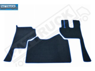 MERCEDES ACTROS MP4 BIG,GIGA SPACE -VELOUR FLOOR MATS SET-BLACK WITH BLUE  TRIM 