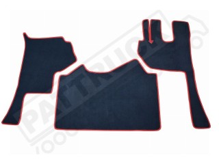 VELOUR FLOOR MATS SET-BLACK WITH RED TRIM  FIT MERCEDES ACTROS MP4 BIG,GIGA SPACE