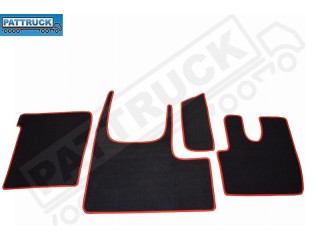 -VELOUR FLOOR MATS SET-BLACK WITH RED TRIM