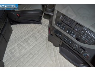 TRUCK ECO LEATHER FLOOR MATS SET- COMPATIBLE WITH VOLVO FH 4 2013+[TWIN AIR SEATS] BEIGE