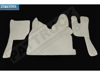 TRUCK ECO LEATHER FLOOR MATS SET- COMPATIBLE WITH VOLVO FH 4 2013+[TWIN AIR SEATS] BEIGE