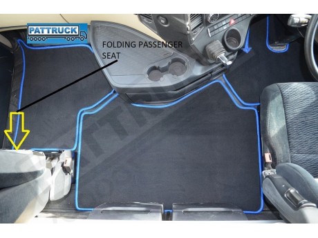 MERCEDES ACTROS MP4 BIG,GIGA SPACE -VELOUR FLOOR MATS SET-BLACK WITH BLUE  TRIM 