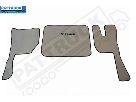 VELOUR FLOOR MATS SET-BEIGE WITH BLACK TRIM COMPATIBLE WITH VOLVO  FH3  2009-2013 TWIN AIR SEATS