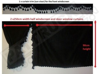 TRUCK SIDE CURTAINS - BLACK AND BLACK TASSELS  FIT MERCEDES,MAN,DAF,VOLVO,SCANIA,IVECO,RENAULT
