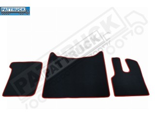 DAF XF 106 -VELOUR FLOOR MATS SET-BLACK WITH RED TRIM