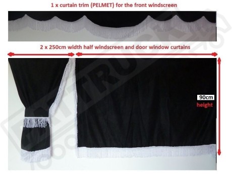 TRUCK SIDE CURTAINS - BLACK AND WHITE STRINGS   FIT MERCEDES,MAN,DAF,VOLVO,SCANIA,IVECO,RENAULT