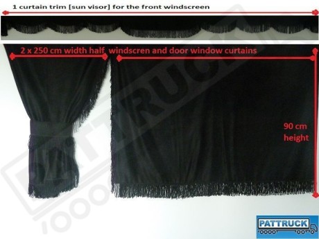 TRUCK SIDE CURTAINS - BLACK AND WHITE STRINGS   FIT MERCEDES,MAN,DAF,VOLVO,SCANIA,IVECO,RENAULT