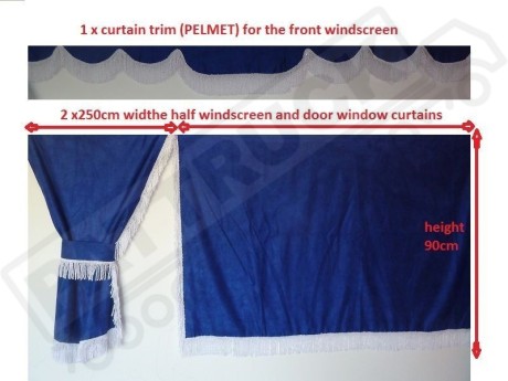 TRUCK SIDE CURTAINS - BLACK AND RED STRINGS   FIT MERCEDES,MAN,DAF,VOLVO,SCANIA,IVECO,RENAULT