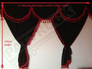 TARTAN TRUCK CURTAINS FULL SET ROYAL STEWARD LARGE &  RED STRINGS