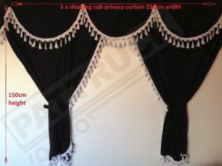 TRUCK CURTAINS FULL SET - BLACK WITH RED TASSELS  FIT  DAF SCANIA VOLVO MAN MERCEDES IVECO RENAULT