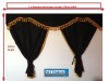 TRUCK CURTAINS FULL SET - BLACK WITH WHITE TASSELS  FIT  DAF SCANIA VOLVO MAN MERCEDES IVECO RENAULT