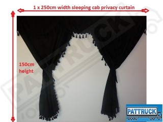 TRUCK CURTAINS FULL SET - BLACK WITH RED TASSELS  FIT  DAF SCANIA VOLVO MAN MERCEDES IVECO RENAULT