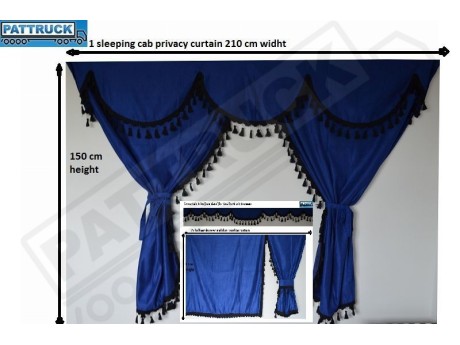 TRUCK CURTAINS FULL SET - BLUE WITH BLACK TASSELS  FIT  DAF SCANIA VOLVO MAN MERCEDES IVECO RENAULT