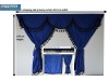 TRUCK CURTAINS FULL SET - BLUE WITH BLACK TASSELS  FIT  DAF SCANIA VOLVO MAN MERCEDES IVECO RENAULT