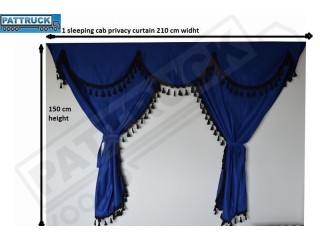 TRUCK CURTAINS FULL SET - BLUE WITH BLACK TASSELS  FIT  DAF SCANIA VOLVO MAN MERCEDES IVECO RENAULT