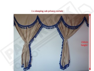 TRUCK CURTAINS FULL SET - BEIGE WITH BLACK TASSELS  FIT  DAF SCANIA VOLVO MAN MERCEDES IVECO RENAULT