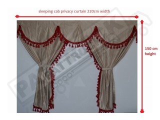 TRUCK CURTAINS FULL SET - BEIGE WITH BROWN TASSELS  FIT  DAF SCANIA VOLVO MAN MERCEDES IVECO RENAULT