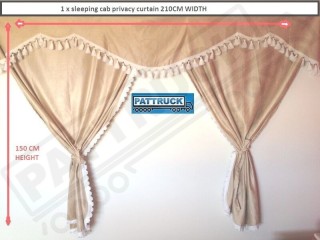 TRUCK CURTAINS FULL SET - BEIGE WITH RED TASSELS  FIT  DAF SCANIA VOLVO MAN MERCEDES IVECO RENAULT