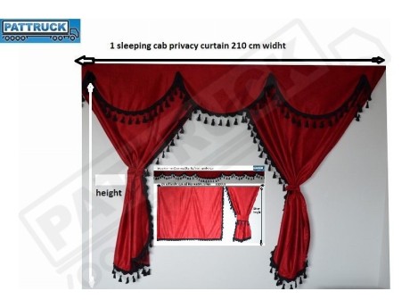 TRUCK CURTAINS FULL SET - BURGUNDY WITH BLUE TASSELS  FIT  DAF SCANIA VOLVO MAN MERCEDES IVECO RENAULT