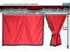 TRUCK CURTAINS FULL SET - BURGUNDY WITH BLUE TASSELS  FIT  DAF SCANIA VOLVO MAN MERCEDES IVECO RENAULT