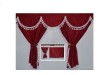 TRUCK CURTAINS FULL SET - RED WITH BLACK TASSELS  FIT  DAF SCANIA VOLVO MAN MERCEDES IVECO RENAULT