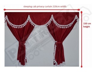TRUCK CURTAINS FULL SET - RED WITH BLACK TASSELS  FIT  DAF SCANIA VOLVO MAN MERCEDES IVECO RENAULT