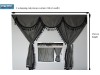 TRUCK CURTAINS FULL SET - GREY WITH WHITE TASSELS  FIT  DAF SCANIA VOLVO MAN MERCEDES IVECO RENAULT