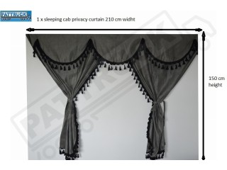 TRUCK CURTAINS FULL SET - GREY WITH WHITE TASSELS  FIT  DAF SCANIA VOLVO MAN MERCEDES IVECO RENAULT