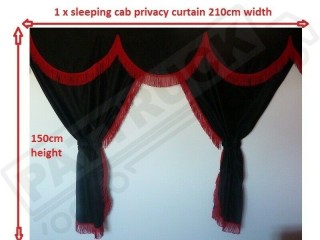 TRUCK CURTAINS FULL SET - GREY WITH BLACK TASSELS  FIT  DAF SCANIA VOLVO MAN MERCEDES IVECO RENAULT