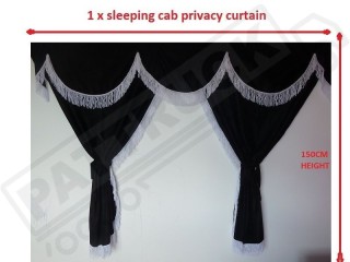 TRUCK CURTAINS FULL SET - BLACK WITH RED  STRINGS FIT  DAF SCANIA VOLVO MAN MERCEDES IVECO RENAULT