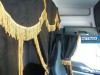 TRUCK CURTAINS FULL SET - BLACK WITH WHITE  STRINGS FIT  DAF SCANIA VOLVO MAN MERCEDES IVECO RENAULT