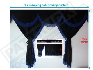TRUCK CURTAINS FULL SET - BLACK WITH GOLD  STRINGS FIT  DAF SCANIA VOLVO MAN MERCEDES IVECO RENAULT