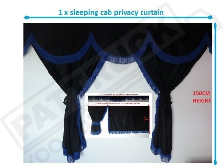 TRUCK CURTAINS FULL SET - BLACK WITH GOLD  STRINGS FIT  DAF SCANIA VOLVO MAN MERCEDES IVECO RENAULT