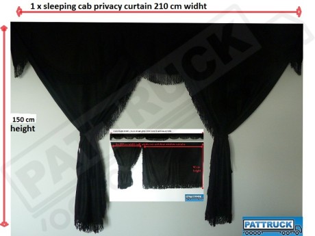 TRUCK CURTAINS FULL SET - BLACK WITH BLUE  STRINGS FIT  DAF SCANIA VOLVO MAN MERCEDES IVECO RENAULT