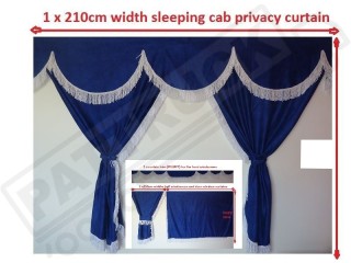 TRUCK CURTAINS FULL SET - BLUE WITH RED STRINGS FIT  DAF SCANIA VOLVO MAN MERCEDES IVECO RENAULT