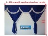 TRUCK CURTAINS FULL SET - BLUE WITH RED STRINGS FIT  DAF SCANIA VOLVO MAN MERCEDES IVECO RENAULT