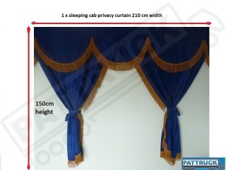 TRUCK CURTAINS FULL SET - BLUE WITH WHITE STRINGS FIT  DAF SCANIA VOLVO MAN MERCEDES IVECO RENAULT