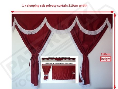 TRUCK CURTAINS FULL SET - BEIGE WITH BLUE STRINGS FIT  DAF SCANIA VOLVO MAN MERCEDES IVECO RENAULT