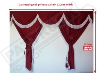 TRUCK CURTAINS FULL SET - BEIGE WITH BLUE STRINGS FIT  DAF SCANIA VOLVO MAN MERCEDES IVECO RENAULT