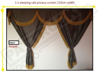 TRUCK CURTAINS FULL SET - BURGUNDY WITH WHITE STRINGS FIT  DAF SCANIA VOLVO MAN MERCEDES IVECO RENAULT