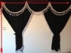 TRUCK CURTAINS FULL SET- BLACK WITH RED TASSELS FIT DAF SUPER SPACE CAB