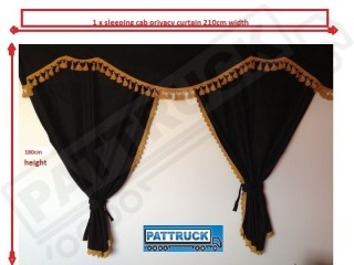 TRUCK CURTAINS FULL SET- BLACK WITH WHITE TASSELS FIT DAF SUPER SPACE CAB
