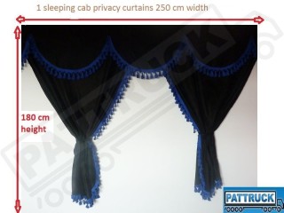 TRUCK CURTAINS FULL SET- BLACK WITH GOLD TASSELS FIT DAF SUPER SPACE CAB