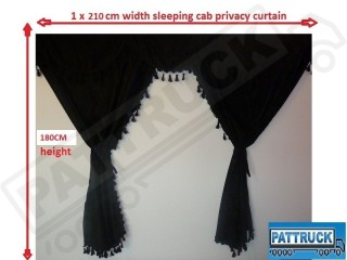 TRUCK CURTAINS FULL SET- BLACK WITH BLUE TASSELS FIT DAF SUPER SPACE CAB